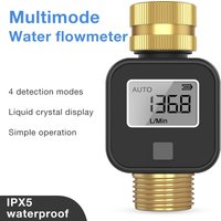 Digital Water Flow Meter IP5X Water Consumption and Flow Rate 3/4'' Faucet Hose Sprinkler for Outdoor Garden Watering Irrigation
