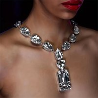 Exaggerated Rhinestone Water Drop Square Necklaces European and American Fashion Geometric Necklace Wedding Bridal Jewelry