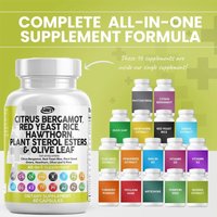 Citrus, Bergamot, Red Yeast Rice, 60 Capsules Containing Hawthorn Extract, Olive Leaf Niacin, Vitamin K3, D3, Coq10, Etc