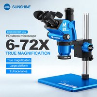 SUNSHINE M8T Ultra 6-72X Trinocular Stereo Microscope with 350mm Adjustable Lift Column,Compatible with Mainstream Cameras