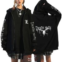 2023 herbst Winter Death Note Hoodie Männer Frauen Casual Zipper Sweatshirt Übergroßen Warme Fleece Gefüttert Harajuku Stil Pullover Top