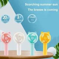 Kawaii Cat Ear Handheld Fan USB Rechargeable Mini Cooling Fan with Lanyard 3 Speeds Small Desk Fan for Girls Summer Outdoor