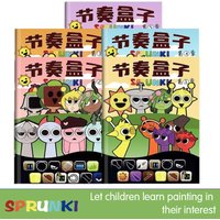 5pcs Sprunki Coloring Books Anime Game Tracing Figures Kids Coloring Drawings Stationery Books Creative Stick Figures Gift