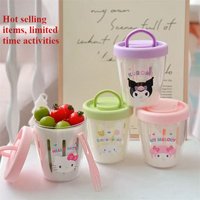 Kuromi Fruit Salad Cup Cartoon Cute Melody Double-layer Drainage Preserver Beautifully Creative Portable Picnic Fruit Cup