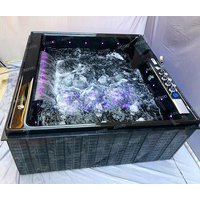 Jacozy 2 Person Outdoor Spa Function Indoor Whirlpool Yacuzzi Bath Tub Spa With Whirlpool Bathtub Black Fregaderos Inteligentes