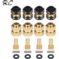 4Pcs Brass Wheels Hex Hub Extenders 7mm with Nuts for 1/24 RC Crawler SCX24 Bronco C10 Gladiator AX24 Upgrade Parts
