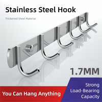 Steel-colored row hooks Bathroom hooks Clothing hooks Hanger Organizer shelf Storage shelf Wall rack Kitchen accessories