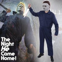 Michael Myers Cosplay Costume Michael Outfits Anime Bloody Killer Cos Jumpsuit Horror Mask Halloween Party Costume for Men Women