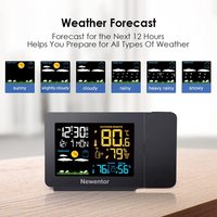 Indoor Outdoor Temperature Humidity Meter | Multi-function Projection Alarm Clock | Weather Clock Color Screen Weather Forecast
