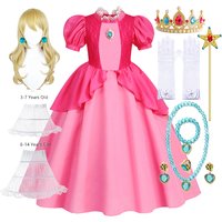Peach Dresses Girls Cosplay Costume Birthday Party Stage Performace Outfits Kids Carnival Fancy Clothes