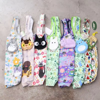 Oxford cloth cartoon printing doll can be stowed shopping bag Foldable Shopping Bags Portable Shoulder Women's Handbags Fold bag