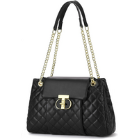 2026 New Vintage Style Women Quilted Chain Shoulder Bag PU Leather Lock Flap Crossbody Tote Purse