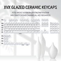 XVX White Crazed Ceramic Keycaps Cherry Profile 120-Key Keycap Set