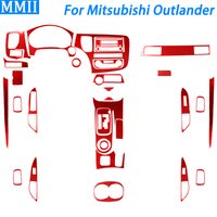 For Mitsubishi Outlander 2014-2016 Red Carbon Fiber Center Console Gear Shift Air Vent Trim Set Car Interior Accessories Sticker