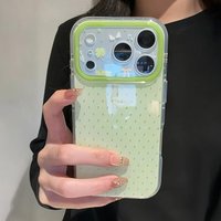 Green Wave Point Clover Pattern Silicone Soft Phone Case For iPhone 17 Pro Max 16 15 14 13 12 11 Pro Shockproof TPU Bumper Cover