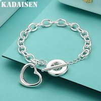 925 Sterling Silver Love Heart Pendant Bracelet For Women Wedding Engagement Party Fashion Jewelry