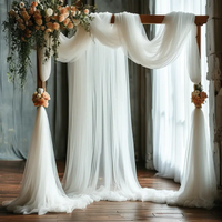Wedding Arch Draping Fabric Backdrop for Wedding Reception Sheer Tulle Backdrop Curtain for Ceremony Birthday Party Baby Shower