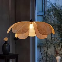 Rattanowa pleciona lampa wisząca w kształcie płatka kwiatu, retro żyrandol LED do jadalni, sypialni, salonu, restauracji, herbaciarni, dekoracyjne oświetlenie do domu.
