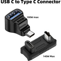 180 Degree U-shaped USB-C Adapter for Asus Rog Ally/NS Switch Console Type C Male to Female 20Gbps PD140W Fast Charge Convertere