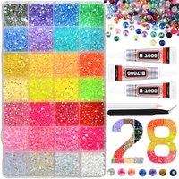Shiny Flatback Rhinestones Kit with B 7000 Glue Tweezers Picker Pen Perfect for Nail Art,DIY Crafts,Tumbler Decor,Jewelry Pho