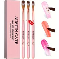 3pcs Kolinsky Acrylic Nail Brush Set Size 8/10/14 for Acrylic Powder Application Brushes Nail Art Extension & Carving Salon Tool