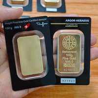Barre d'or Argor Heraeus 100g, barre d'or suisse, artisanat en laiton plaqué or 24 carats avec différents numéros
