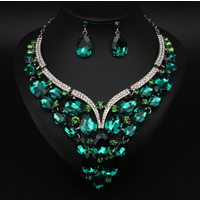 New luxury human-made crystal necklace and earring set jewelry. Wedding accessories. Gift for your wife.