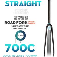 DODICI Ultra-light Carbon Fiber Bicycle Front Fork Straight Tube City Road Bike Hard Fork 700C*18C-35C Disc Brake / Clamp Brake
