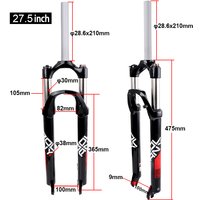 BOLANY Aluminum Alloy MTB Suspension Fork - Mechanical Shoulder Lockout, Compatible with 26/27.5/29 Inch Mountain Bikes
