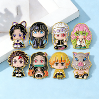8Pcs Cute Demon Slayer Brooch Badge Anime Cosplay Chibi Character Tanjiro Nezuko Shinobu Giyuu Rengoku Enamel Lapel Pins Gift