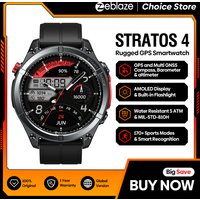 NOWY 2025 Zeblaze Stratos 4 GPS Smartwatch z ekranem AMOLED 1,43", kompasem, wysokościomierzem barometrycznym, latarką, funkcją połączeń głosowych, inteligentny zegarek