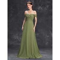 Mgiacy Sweetheart collar bust waist pleat A swing chiffon long dress Evening gown PROM dress Party dress Bridesmaid dress