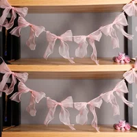 Bowknot Banner Hanging Pendant Garlands For Girls Princess Birthday Party Decor Baby Shower Wedding Party Photo Background Decor