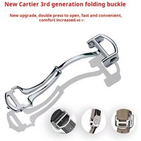 For Cartier Blue Ballon PASHA strap Men women Stainless Steel Folding clasp 14mm 16mm 18mm Leather watchband Metal watch Buckle