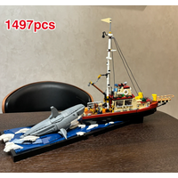 Jaws Diorama Boat Shark Pirate Ship Building Blocks Fishing Boat Model Toys For Birthday Ornament Christmas Gifts image 4