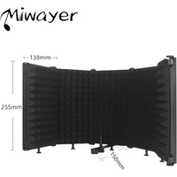 Miwayer Adjustable 3/5 Panel Microphone Isolation Shield Foldable Studio Recording Mic Filter Mic Sponge Soundproof Shield