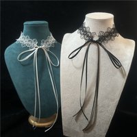 Black Lace Bow Choker Necklace for Women Gothic Dark Girl Bow Strap Sweet Sexy Collar Necklace Party Female Jewelry