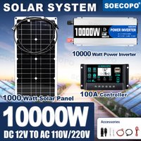 Plug&Play Complete Off-Grid 10000W Solar Kit Flexible Panel 1100W Inverter 100A Controller Accessories Included for RV/Home