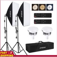 Andoer Softbox Lighting Set Studio Photography Light kit with 85W 2800K-5700K LED Light/ 50x70cm Softbox/ 2m Stand for Video