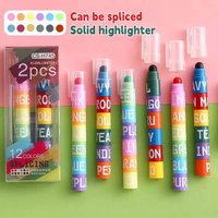 Color Highlighter Detachable Splicing Creative Cute Pens Retro Graffiti Marking Pen for Kids Students School Stationery Supplies
