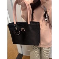 Large-capacity tote bag with kitty embroidery, lightweight underarm handbag for women, cute and exquisite, suitable for young gi