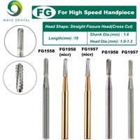 WAVE FG Dental Burs Tungsten Carbide Bur Steel Carbide Metal Cutting Burs Drill Dia.1.6mm Dentist Tools