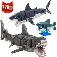MOC Marine Animals Shark Whale Megalodon Building Blocks Set Deep Sea Reset Fish Bricks Educational Assemble model Toys Gifts