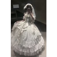 Silent Estate Lolita Evening Gown Pure White Floral Wedding Gothic Style Birthday Adult Ceremony Princess Party Banquet