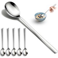 Korean Spoon, Stainless Steel Household Spoon, Korean Bibimbap, for Dessert, Ice Cream, Stirring, Cereal, Tea, Rice,for Homes