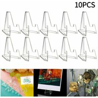 10PCS Acrylic Display Holder Transparent Triangle Commemorative Coin Photo Card Holder Display Rack Phone Stand Home Decor