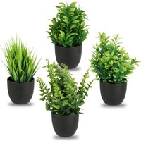 4-Pack Mini Potted Artificial Plants - Decorative Fake Plants for Home & Office