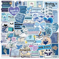 10/50pcs Blue Reading Book Bookish Stickers Kindle Aesthetic Girls Ins Decals Scrapbooking Laptop Phone Stationery Kids Toy Gift