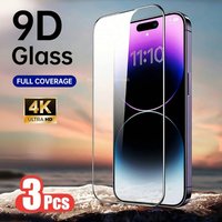 3Pcs 9D Full Coverage Tempered Glass for IPhone 17/16 Promax 17 Air 15 Plus 16E HD Screen Protector 13 Promax 14 Pro 12 Mini 11