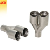 1PCS Matte Stainless Honeycomb Double Outlet Exhaust Tips Universal Muffler Suitable for 51mm 60mm 63mm Nozzle